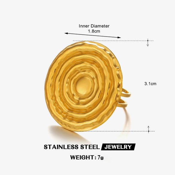 Women's Stainless Steel Sun Flower Spiral Ring With Electroplated Finish Simple Statement Jewelry