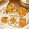 Women's Stainless Steel Sun Flower Spiral Ring With Electroplated Finish Simple Statement Jewelry