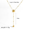 Women's Stainless Steel Sunflower Earrings And Necklace Jewelry Set With Pvd Vacuum Gold Plating And Zircon Inlay Geometric Personality Style