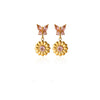 Women's Stainless Steel Sunflower Earrings With Pink Zircon Heartshaped Floral Design And Elegant Plated Finish