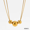 Women's Stainless Steel Three Metal Ball Double Break Chain Necklace Light Luxury Fashionable Simple Style With Electroplating