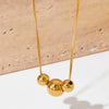 Women's Stainless Steel Three Metal Ball Double Break Chain Necklace Light Luxury Fashionable Simple Style With Electroplating