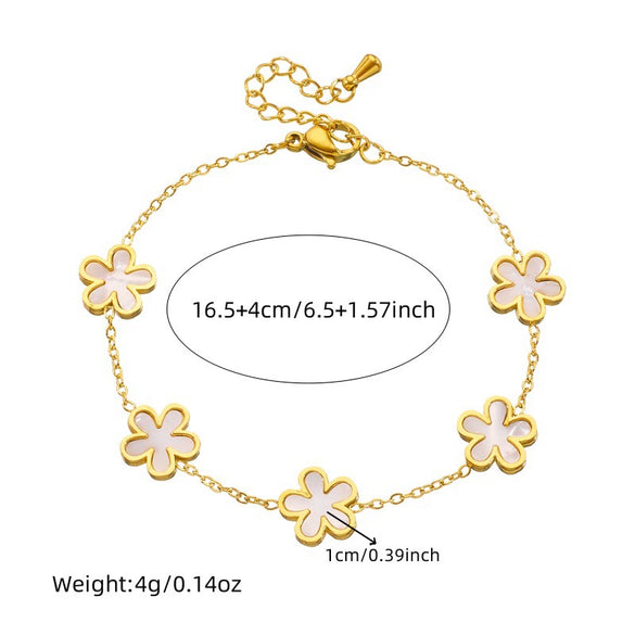 Women's Stainless Steel Threepiece Set Accessories With Plants And Flowers Pattern And Regular Chain Electroplated Include Necklace Earrings Bracelet