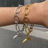 Women's Stainless Steel Titanium Steel Crescent Geometric Bracelet With Electroplating