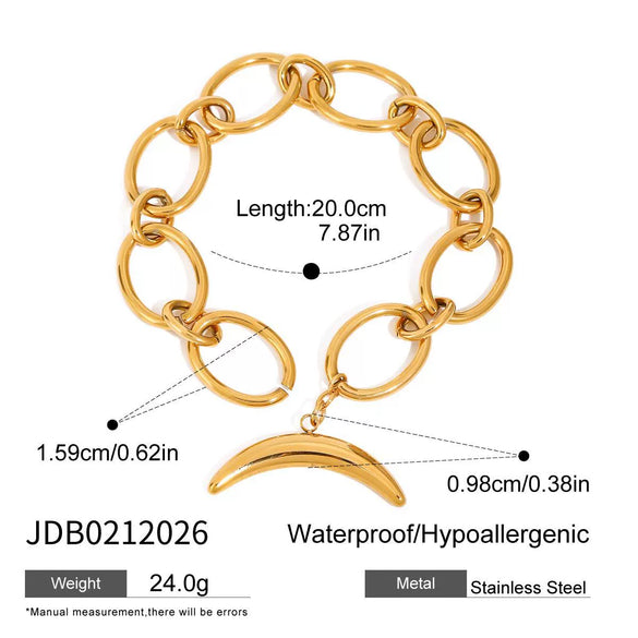 Women's Stainless Steel Titanium Steel Crescent Geometric Bracelet With Electroplating