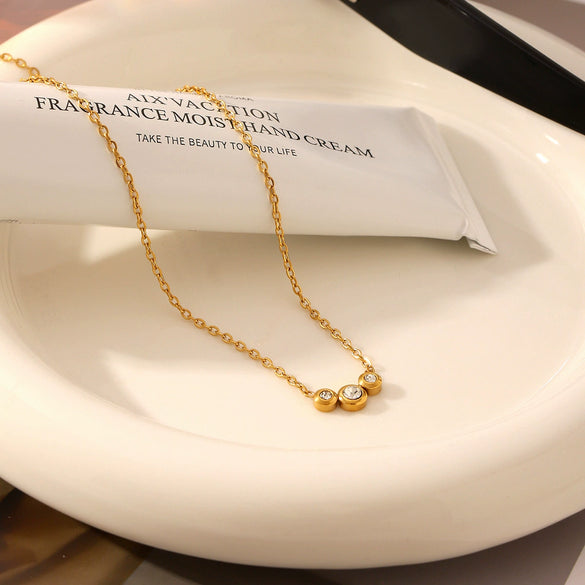 Women's Stainless Steel Titanium Steel Diamond Geometric Pendant Necklace With Vacuum Plating