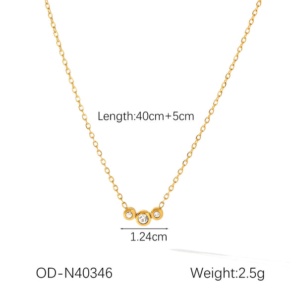 Women's Stainless Steel Titanium Steel Diamond Geometric Pendant Necklace With Vacuum Plating