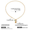 Women's Stainless Steel Titanium Steel Pearl Crystal Pendant Necklace With Geometric Pattern Electroplated Design