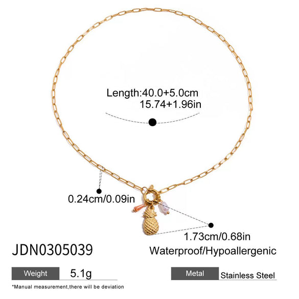 Women's Stainless Steel Titanium Steel Pearl Crystal Pendant Necklace With Geometric Pattern Electroplated Design