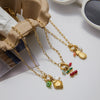 Women's Stainless Steel Titanium Steel Pearl Crystal Pendant Necklace With Geometric Pattern Electroplated Design