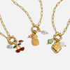 Women's Stainless Steel Titanium Steel Pearl Crystal Pendant Necklace With Geometric Pattern Electroplated Design