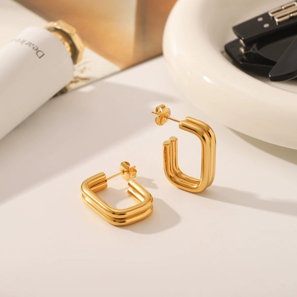 Women's Stainless Steel Titanium Steel Ushaped Open Electroplated Vacuum Plated Earrings Ins Style