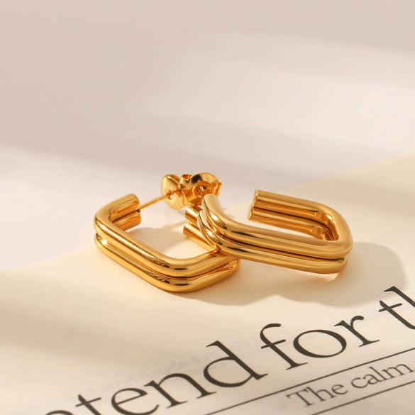 Women's Stainless Steel Titanium Steel Ushaped Open Electroplated Vacuum Plated Earrings Ins Style