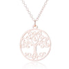 Women's Stainless Steel Tree Of Life Pendant Necklace With Geometric Hollow Round Design And Electroplated Ochain