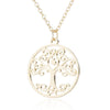 Women's Stainless Steel Tree Of Life Pendant Necklace With Geometric Hollow Round Design And Electroplated Ochain