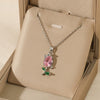 Women's Stainless Steel Tulip Geometric Pendant Necklace With Mixed Gemstone Setting And Electroplating