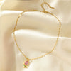 Women's Stainless Steel Tulip Geometric Pendant Necklace With Mixed Gemstone Setting And Electroplating