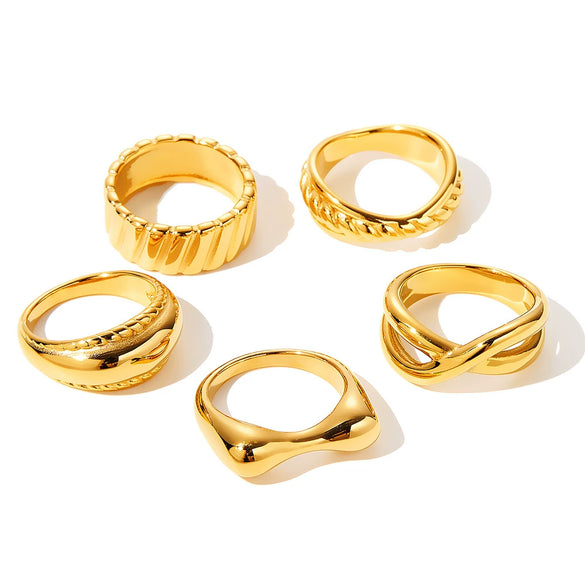 Women's Stainless Steel Twist Cross Ring With Geometric Round Design And Vacuum Electroplated Finish