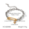 Women's Stainless Steel Two Tone Geometric Bracelet With Vacuum Plating Ins Style Elegant Fashion Jewelry