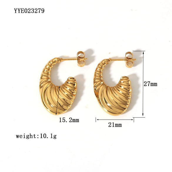 Women's Stainless Steel U Shape Geometric Style 18K Gold Plated Light Luxury Long Earrings With Pvdp Furnace Real Gold Electroplating