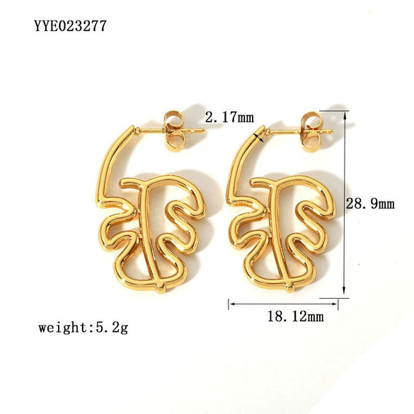 Women's Stainless Steel U Shape Geometric Style 18K Gold Plated Light Luxury Long Earrings With Pvdp Furnace Real Gold Electroplating