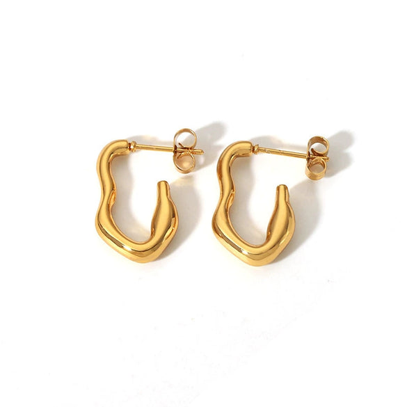 Women's Stainless Steel U Shape Geometric Style 18K Gold Plated Light Luxury Long Earrings With Pvdp Furnace Real Gold Electroplating