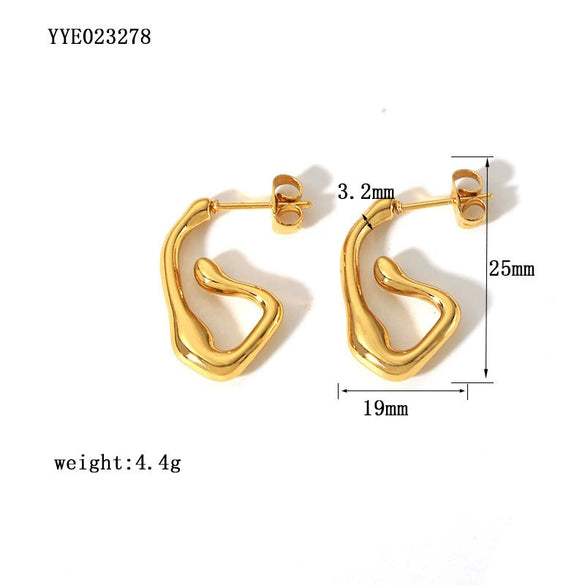 Women's Stainless Steel U Shape Geometric Style 18K Gold Plated Light Luxury Long Earrings With Pvdp Furnace Real Gold Electroplating