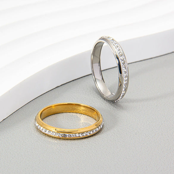 Women's Stainless Steel Ushaped Rhinestone Ring Jewelry