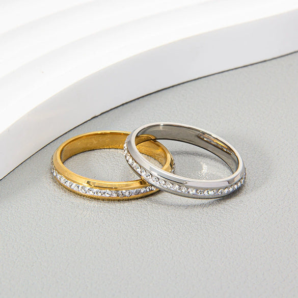 Women's Stainless Steel Ushaped Rhinestone Ring Jewelry