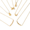 Women's Stainless Steel Vacuum Gold Plated Heart Water Drop Bamboo Geometric Pendant Necklace With Regular Chain