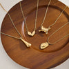 Women's Stainless Steel Vacuum Gold Plated Heart Water Drop Bamboo Geometric Pendant Necklace With Regular Chain