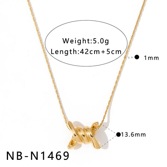 Women's Stainless Steel Vacuum Gold Plated Heart Water Drop Bamboo Geometric Pendant Necklace With Regular Chain