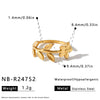 Women's Stainless Steel Vintage Flower Ring With Adjustable Open Band Simple Stylish Vacuum Plated Statement Jewelry