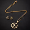Women's Stainless Steel Volleyball Inspired Geometric Electroplated Clavicle Chain And Earring Jewelry Set