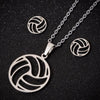 Women's Stainless Steel Volleyball Inspired Geometric Electroplated Clavicle Chain And Earring Jewelry Set
