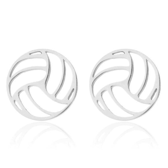 Women's Stainless Steel Volleyball Inspired Geometric Electroplated Clavicle Chain And Earring Jewelry Set