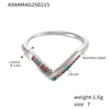 Women's 316L Stainless Steel Vshaped Light Luxury Geometric Ring With Diamond And 5A Zircon Electroplated