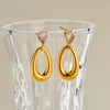 Women's Stainless Steel Water Drop Earrings With Zircon Inlay And 18K Vacuum Plating Simple Geometric Style