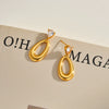 Women's Stainless Steel Water Drop Earrings With Zircon Inlay And 18K Vacuum Plating Simple Geometric Style