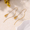 Women's Stainless Steel Water Drop Tassel Earrings Light Luxury Niche Design Geometric Style Electroplated