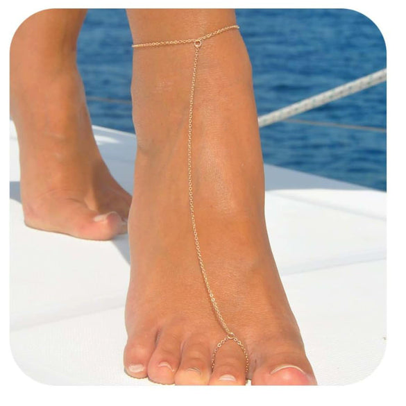 Women's Stainless Steel Waterproof Multi Layer Barefoot Sandals Anklet With Y Shaped Chain Geometric Design Creative Foot Jewelry
