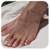Women's Stainless Steel Waterproof Multi Layer Barefoot Sandals Anklet With Y Shaped Chain Geometric Design Creative Foot Jewelry