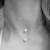 Women's Stainless Steel Y Shape Tassel Pearl Necklace Simple Geometric Double Pearl Clavicle Chain With Electroplated Finish