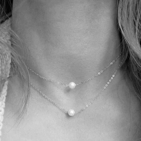 Women's Stainless Steel Y Shape Tassel Pearl Necklace Simple Geometric Double Pearl Clavicle Chain With Electroplated Finish