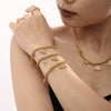 Women's Stainless Steel Zircon Bell Necklace And Bracelet Set With Electroplated Light Luxury Design