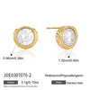 Women's Stainless Steel Zircon Earrings With Gradient Geometric Ear Cuffs And Plated Finish Sparkling Sophisticated Jewelry