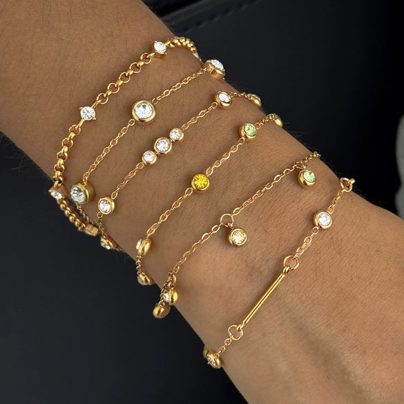 Women's Stainless Steel Zircon Geometric Bracelet Electroplated Light Luxury Non Fading Jewelry