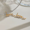 Women's Stainless Steel Zircon Geometric Drop Earrings With Goldplated Pearl Pendants Minimalist Luxury Jewelry