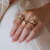 Women's Stainless Steel Zircon Geometric Ring With Vacuum Pvd Gold Plating Hypoallergenic Jewelry