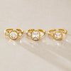 Women's Stainless Steel Zircon Geometric Ring With Vacuum Pvd Gold Plating Hypoallergenic Jewelry